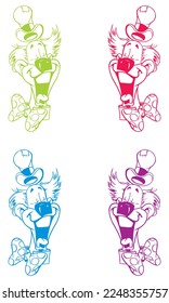 Happy Clown Cartoon Character Vector Illustration
