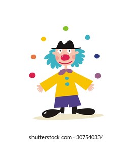 happy clown cartoon vector card design