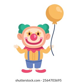 happy clown character with balloons isolated