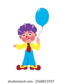 happy clown character with balloons isolated