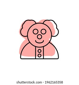 Happy clown with color shadow vector icon in amusement set