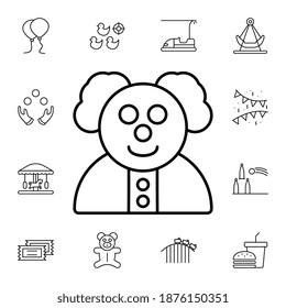 Happy clown flat vector icon in amusement pack