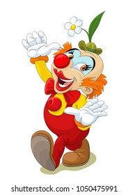 Happy clown with flower