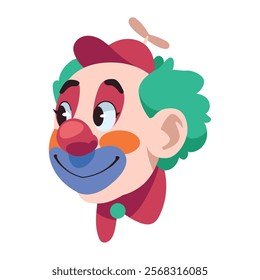 happy clown head with bow tie isolated