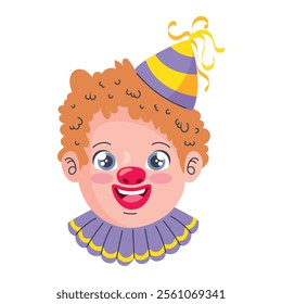 happy clown head cartoon isolated