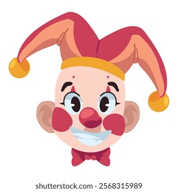 happy clown head cartoon isolated