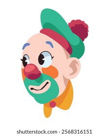 happy clown head character isolated