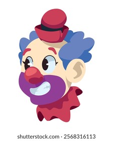 happy clown head comic isolated