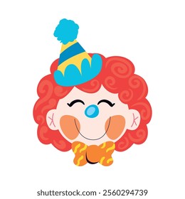 happy clown head with hat isolated