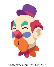 happy clown head and hat isolated