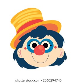 happy clown head and top hat isolated