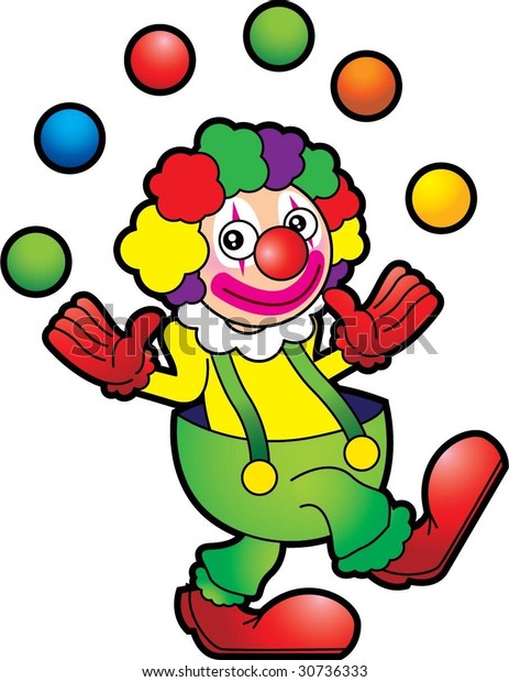 Happy Clown Playing Balls Stock Vector (Royalty Free) 30736333