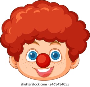 Happy clown with red hair and nose