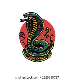 happy cobra tattoo vector design