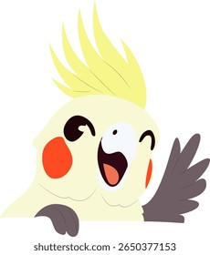 Feliz Cockatiel Pássaro Desenho Animado à mão desenhado