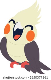 Feliz Cockatiel Pássaro Desenho Animado à mão desenhado