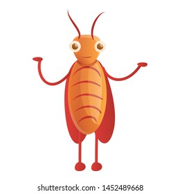 Happy cockroach icon. Cartoon of happy cockroach vector icon for web design isolated on white background