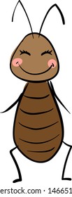 Happy cockroach, illustration, vector on white background.