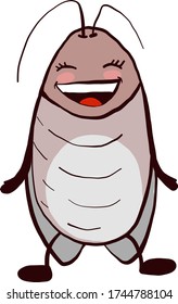 Happy cockroach , illustration, vector on white background