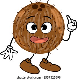 Happy coconut cartoon, fresh fruit and organic farm concept