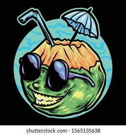 happy coconut cartoon vector design