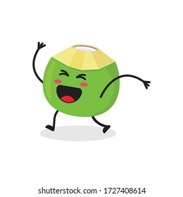 feliz fruto del coco lindo personaje mascota diseño vectorial
