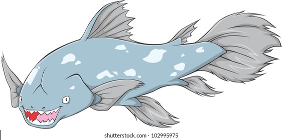 Happy Coelacanth Cartoon