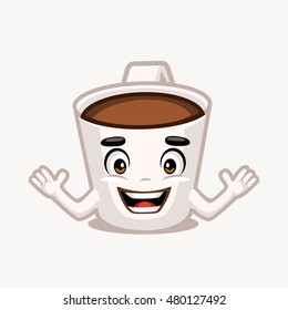Happy coffe cartoon illustration. Cup of coffe cartoon illustration