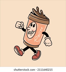 diseño de vector de dibujos animados de café feliz