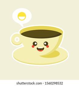 happy coffee character in flat style vector illustration. coffee cup cartoon character with funny expression