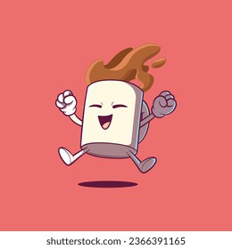 El personaje de la Copa Coffee feliz saltando ilustración vectorial. Motivación, bebida, concepto de diseño energético.