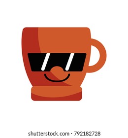 happy coffee cup kawaii with sunglasses