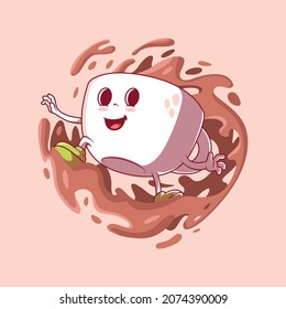 Happy coffee cup vector illustration. Drinks, inspiration, funny design concept.