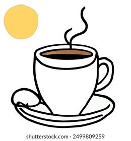 Happy Coffee Day With Yellow SunRise, Hot Coffee With Sun, Good Morning Coffee With SunRise