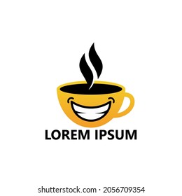 Happy coffee drink logo template design