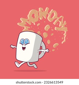 Happy Coffee mug character running vector illustration. Drink, motivation, inspiration design concept.