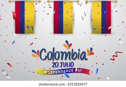 Happy Colombia Unabhängigkeit Tag 20. Juli Landschaftsbanner für Social Media Post mit abstraktem Farbverlauf-Hintergrund Design2