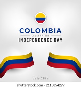 Happy Colombia Independence Day July 20th Celebration Vector Design Illustration. Template for Poster, Banner, Advertising, Greeting Card or Print Design Element