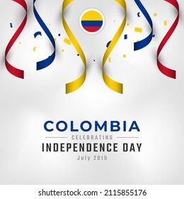 Happy Colombia Independence Day July 20th Celebration Vector Design Illustration. Template for Poster, Banner, Advertising, Greeting Card or Print Design Element