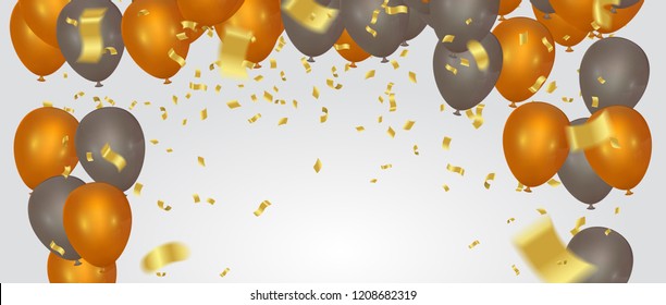 Happy Color background Happy Birthday! Holiday Banner with Colorful Balloons. Win, Party & Sale Design. Vector illustration