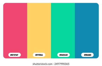 Happy Color Scheme has twelve beautiful colors, a color swatch, catalog samples, and trendy multi color palette. Vector illustration