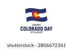 happy colorado day 1st august typography with colorado state flag, patriotic celebration greeting design, state pride holiday banner, commemorative illustration on white background
