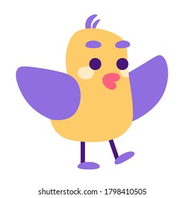 Happy colored bird comic cartoon - Vector illustration
