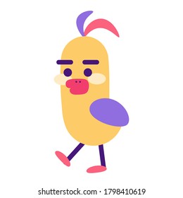 Happy colored bird comic cartoon - Vector illustration