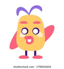 Dibujo cómico de ave de color feliz - Ilustración vectorial