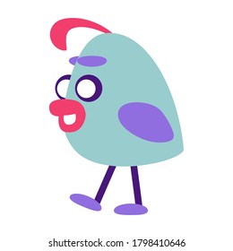 Dibujo cómico de ave de color feliz - Ilustración vectorial