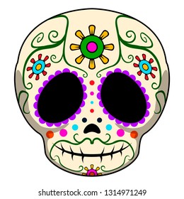 Happy colored mexican skull cartoon. Vector illustration design