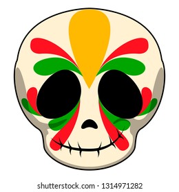 Happy colored mexican skull cartoon. Vector illustration design