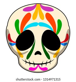 Happy colored mexican skull cartoon. Vector illustration design