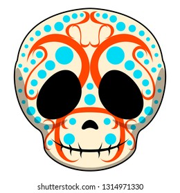 Happy colored mexican skull cartoon. Vector illustration design